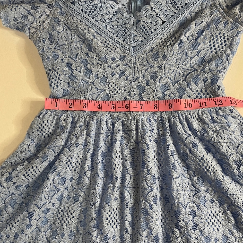 Jr.Small PRINCESS CINDERELLA Disney Zara Pale Blue Lace Off-Shoulder Dress - Picture 6 of 17